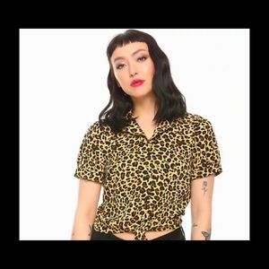 Cheetah Print Tie-Front Button-Up